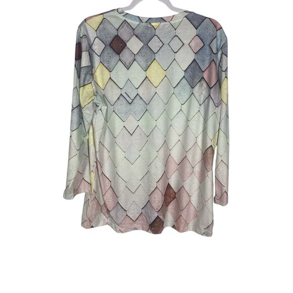 Women's Multicolored scale pattern long sleeve top Size Large - Picture 4 of 5